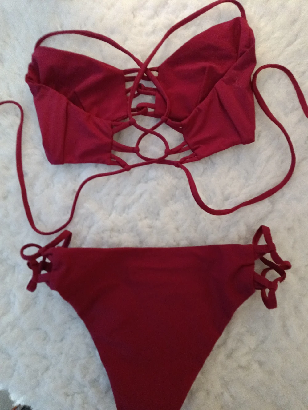 Frankie's Bikinis Burgundy Strappy Two-Piece Swim Set